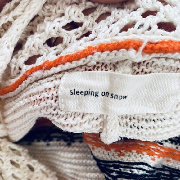 Sleeping on Snow Dress Small Anthopologie Risen Sun Orange Crochet Sweater Boho - Picture 8 of 13